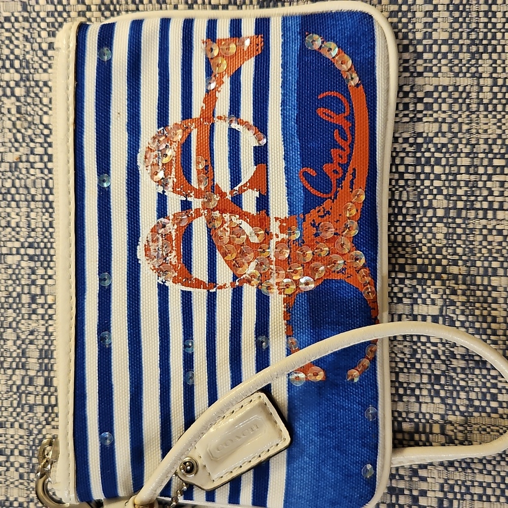 Coach Poppy Nautical Stripped Wristlet